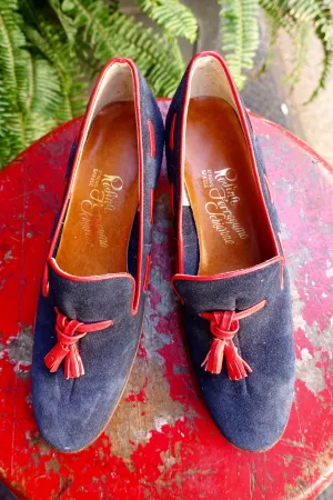 1970's Rodina Ferragamo Schiavoni Navy Loafers - SOLD