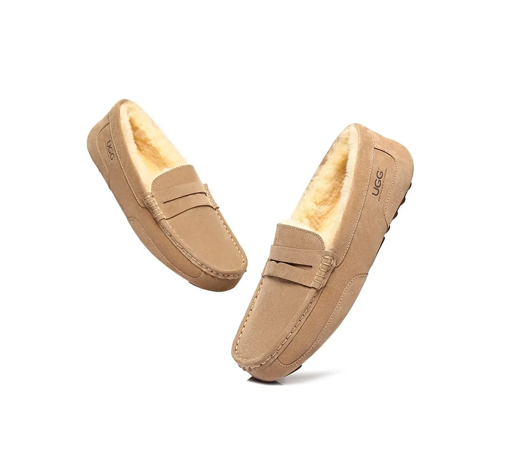 AUSTRALIAN SHEPHERD® UGG Slippers Men Sheepskin Wool Ankle Casual Moccasins