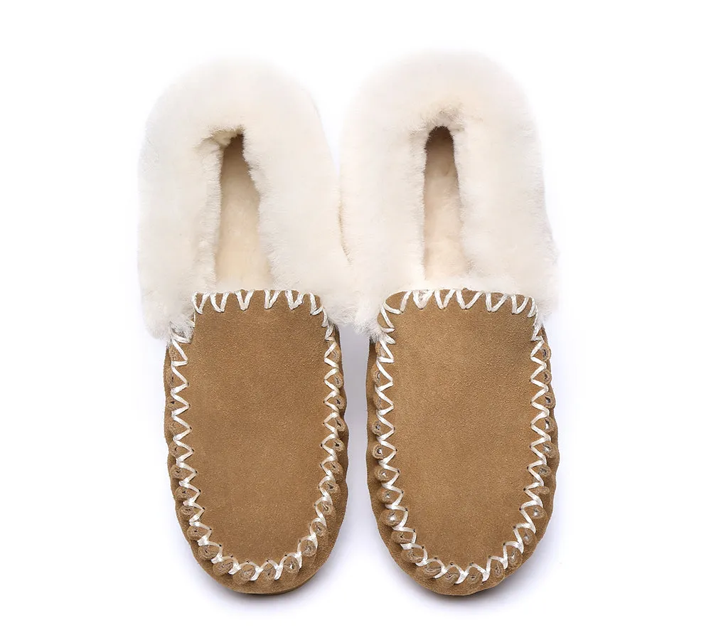 AUSTRALIAN SHEPHERD® UGG Slippers Men Sheepskin Wool Ankle Popo Moccasins Big Size