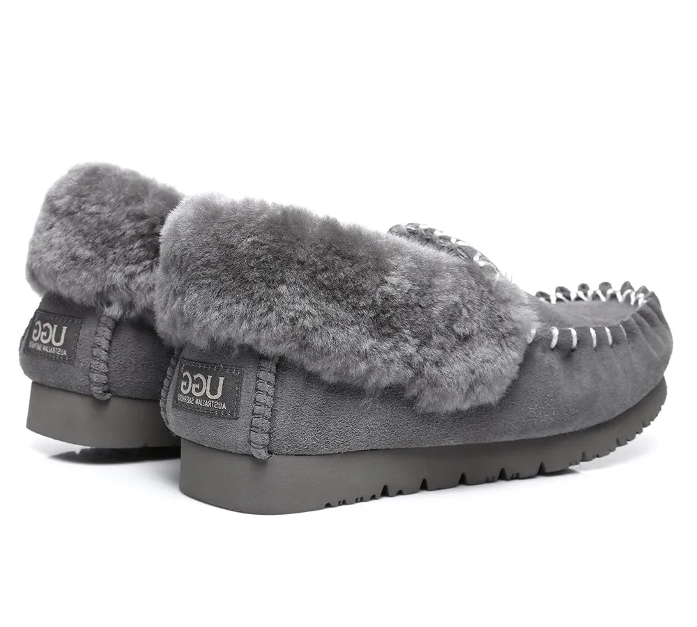 AUSTRALIAN SHEPHERD® UGG Slippers Men Sheepskin Wool Ankle Popo Moccasins Big Size