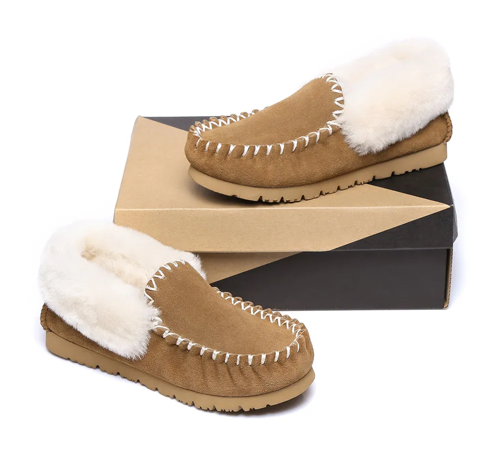 AUSTRALIAN SHEPHERD® UGG Slippers Men Sheepskin Wool Ankle Popo Moccasins Big Size