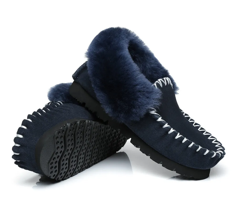 AUSTRALIAN SHEPHERD® UGG Slippers Men Sheepskin Wool Ankle Popo Moccasins Big Size