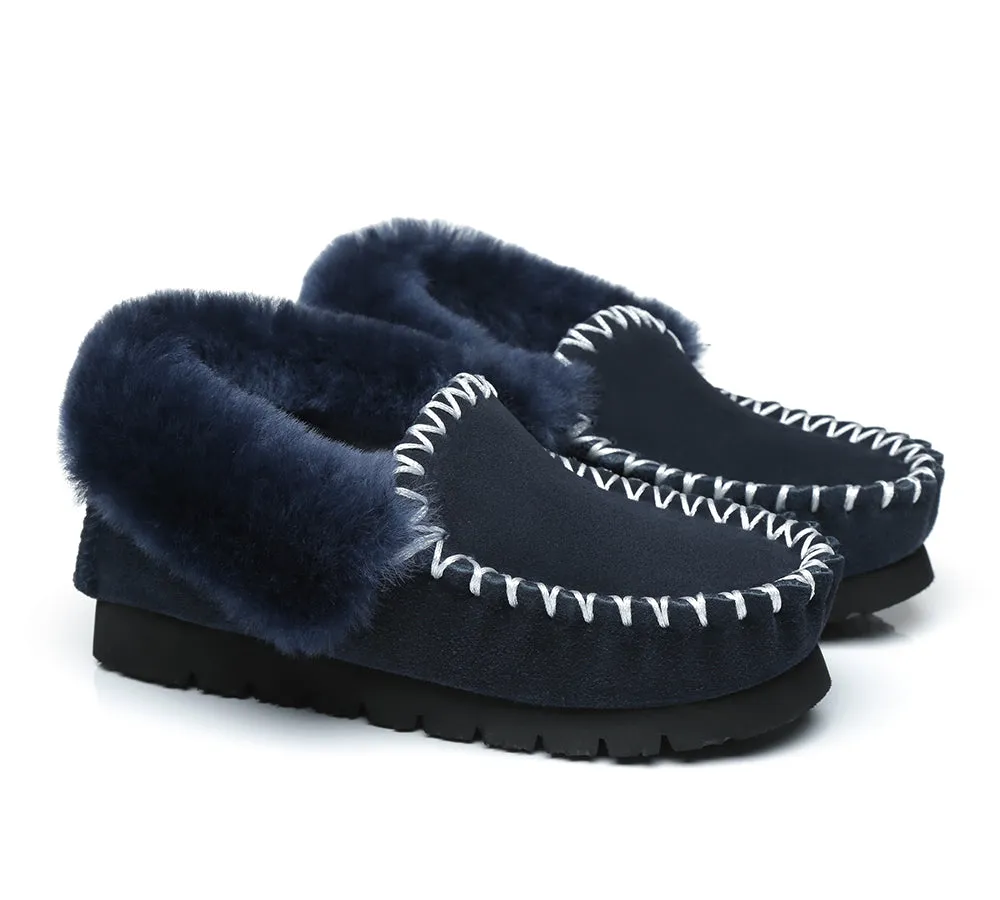 AUSTRALIAN SHEPHERD® UGG Slippers Men Sheepskin Wool Ankle Popo Moccasins Big Size