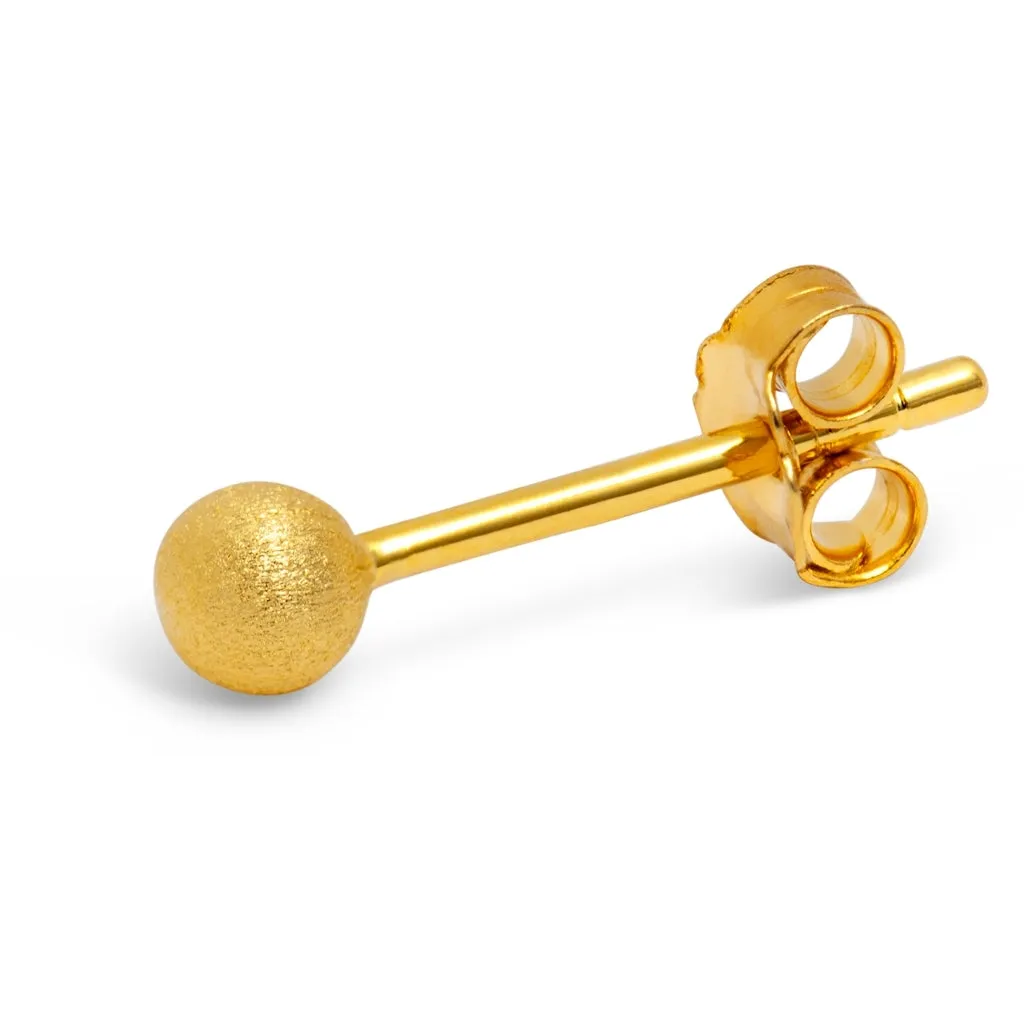 Ball Brushed earring 1 pcs - Gold plated