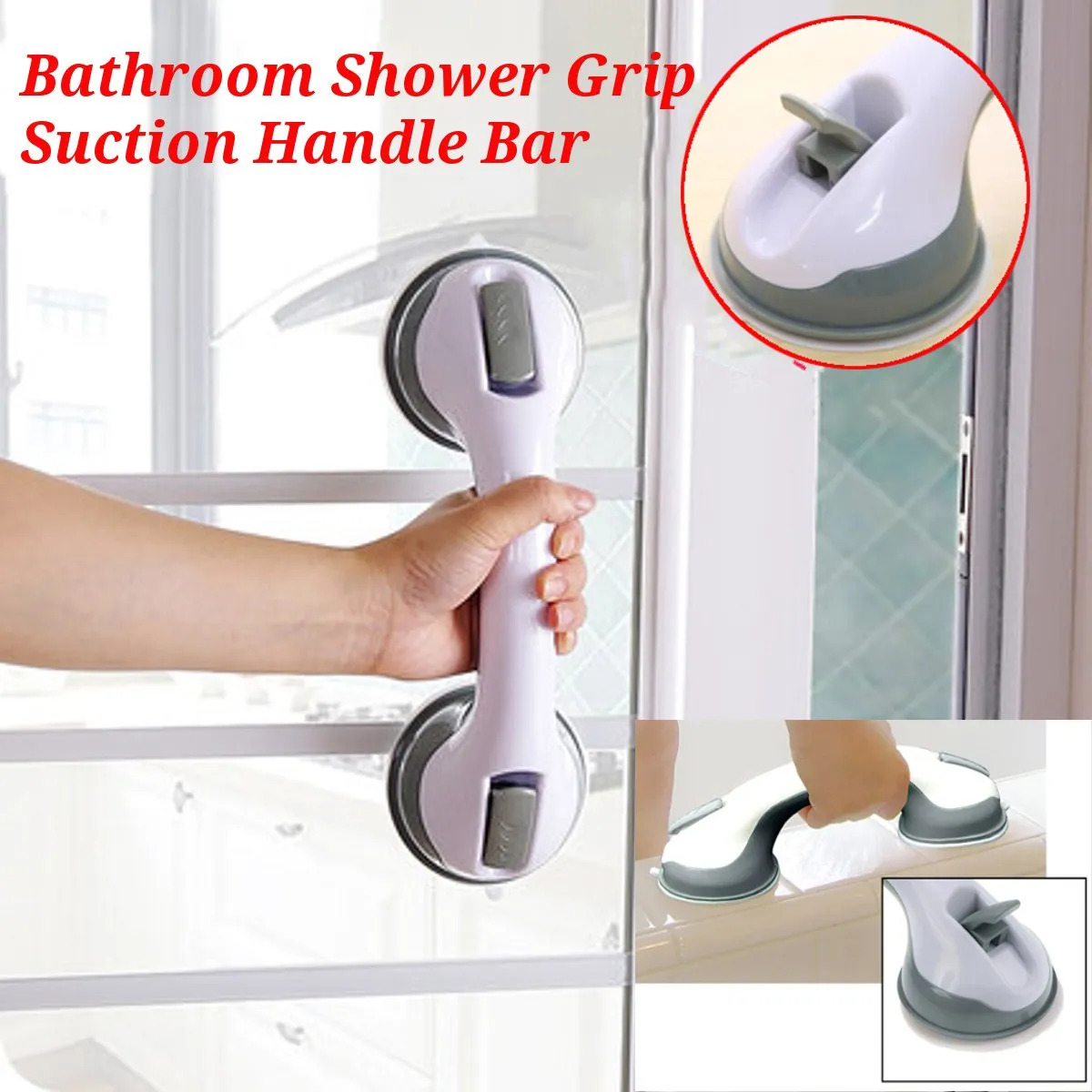 Bathtub Handrail Suction Grab Bar Handle Bathroom Anti-Slip Simple and Durable