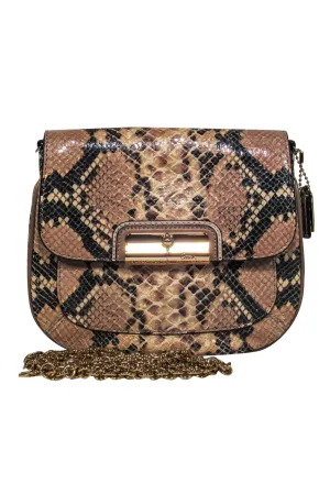 Coach - Beige Snakeskin Gold Chain Crossbody