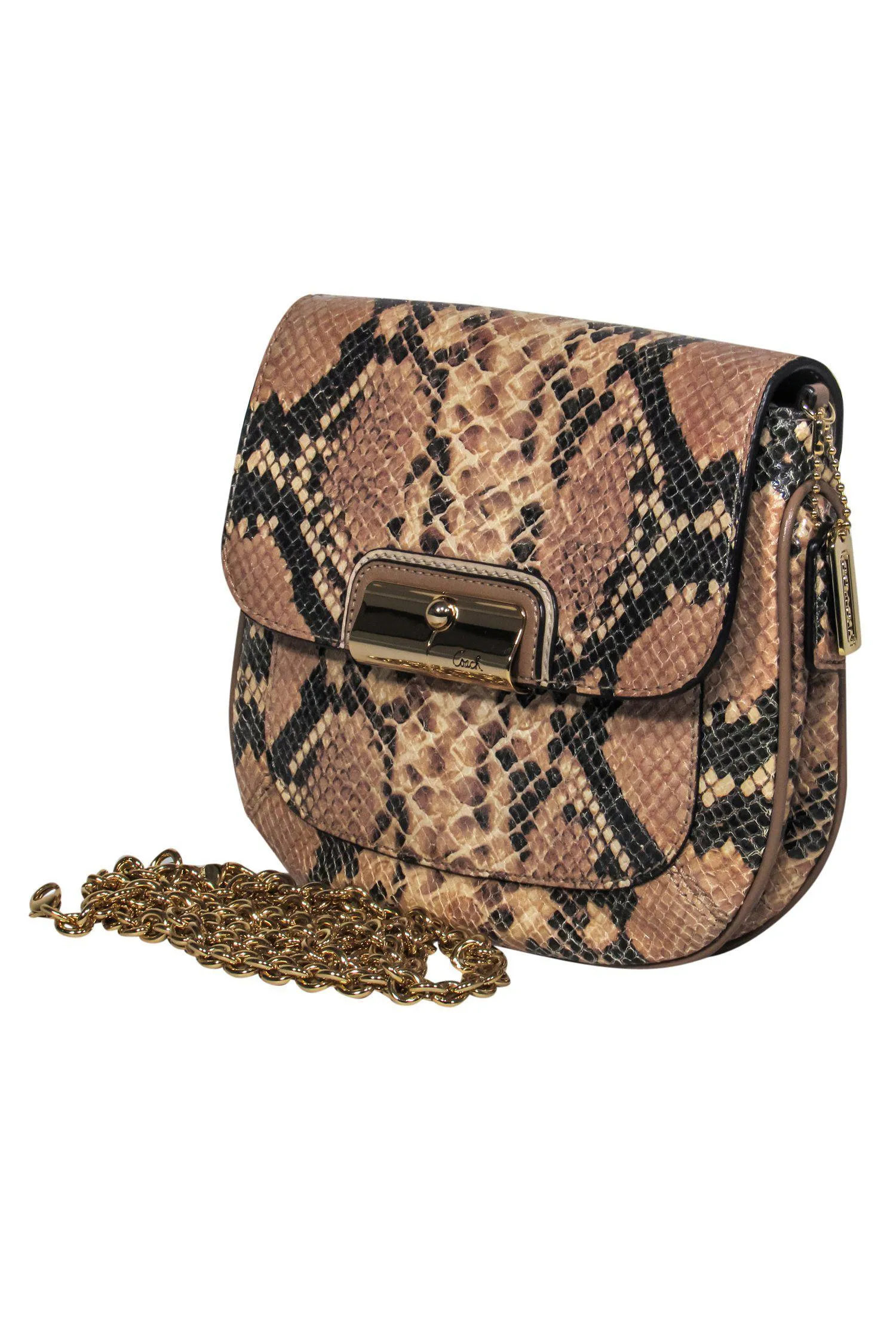 Coach - Beige Snakeskin Gold Chain Crossbody