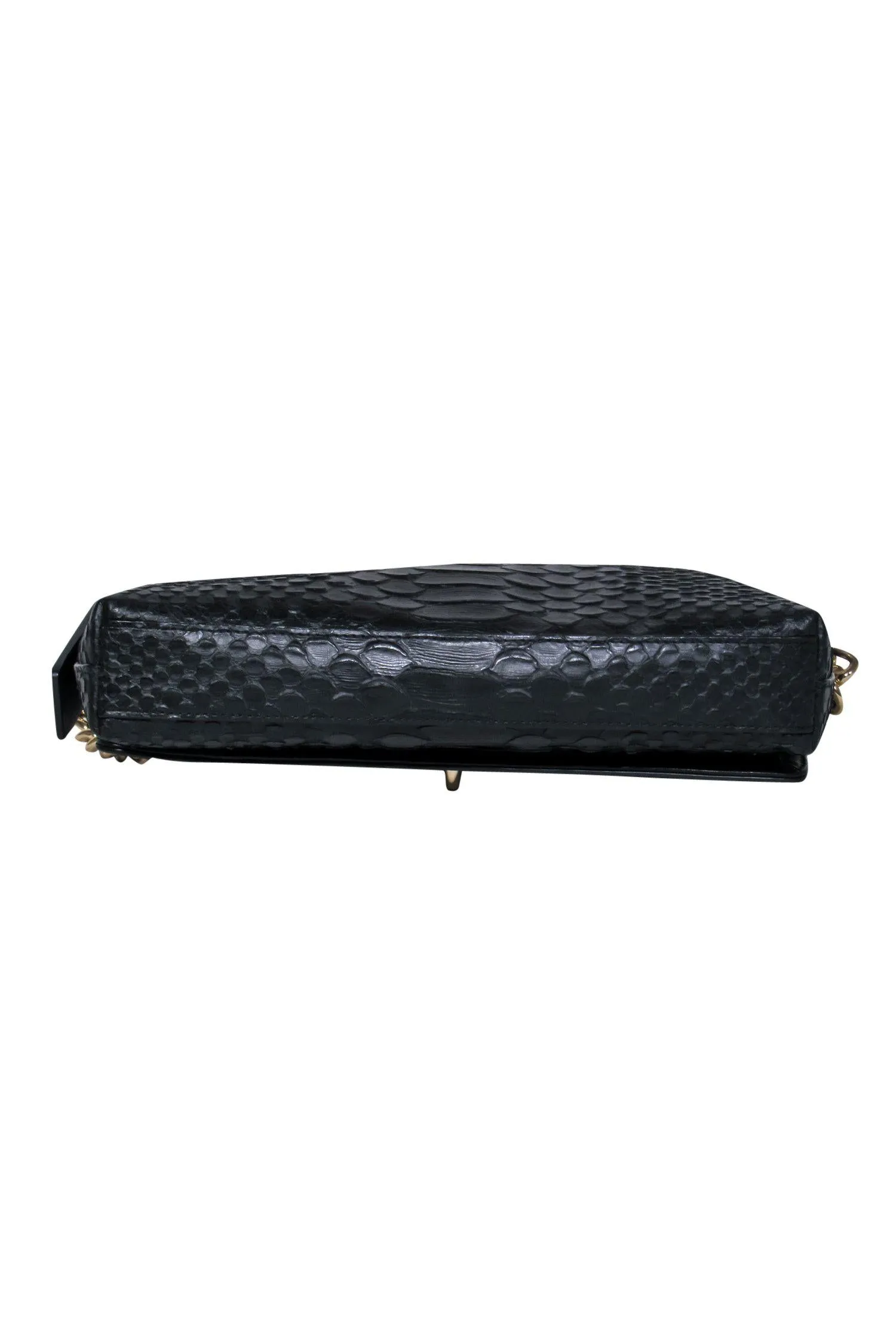 Coach - Black Leather Reptile Embossed Crossbody