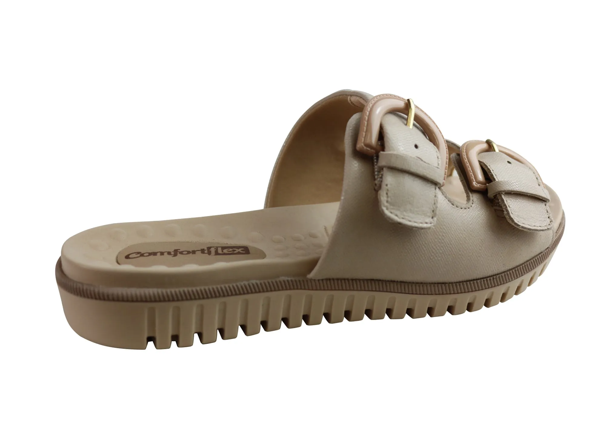 Comfortflex Daphine Womens Leather Slides Sandals Made In Brazil