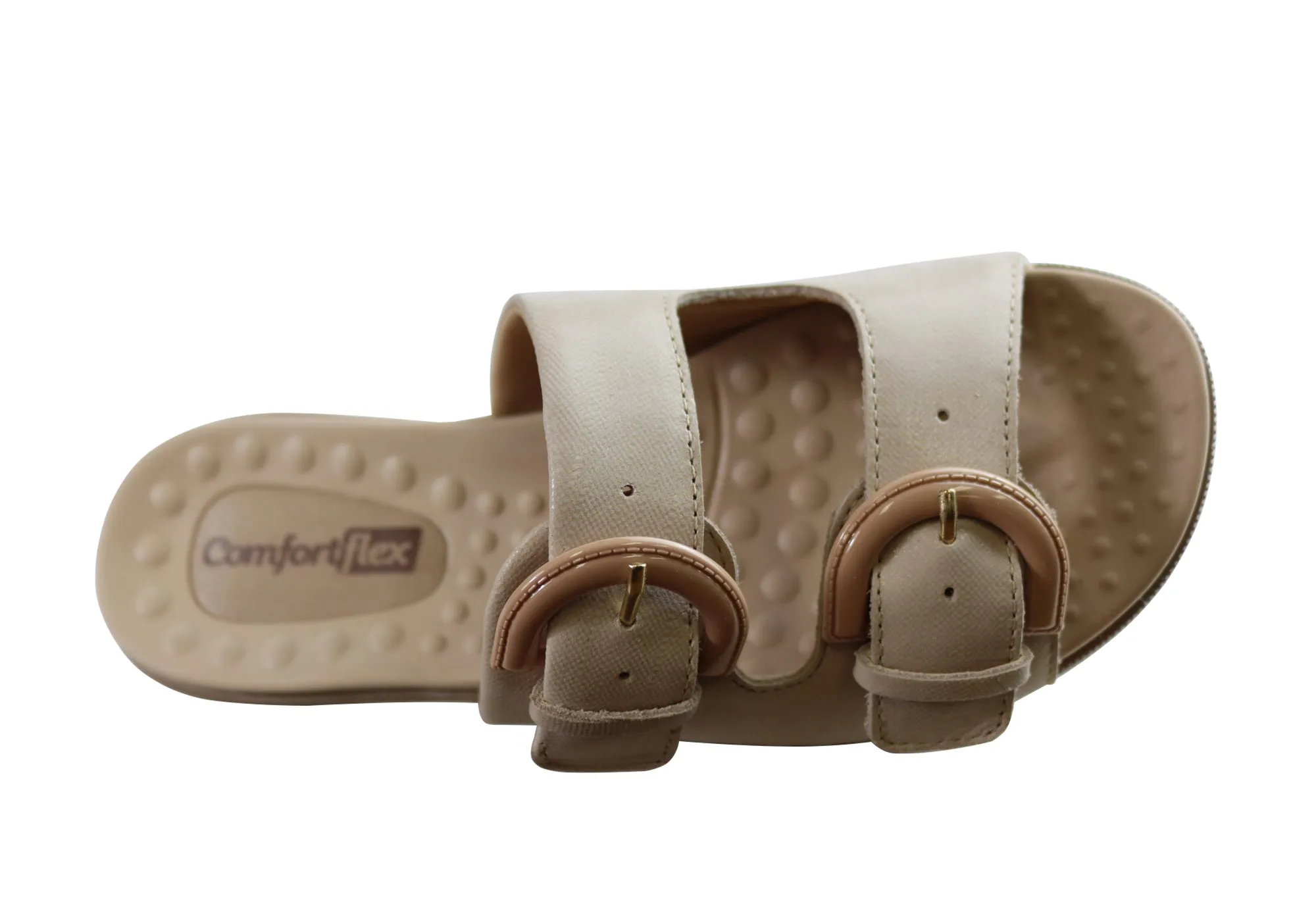 Comfortflex Daphine Womens Leather Slides Sandals Made In Brazil