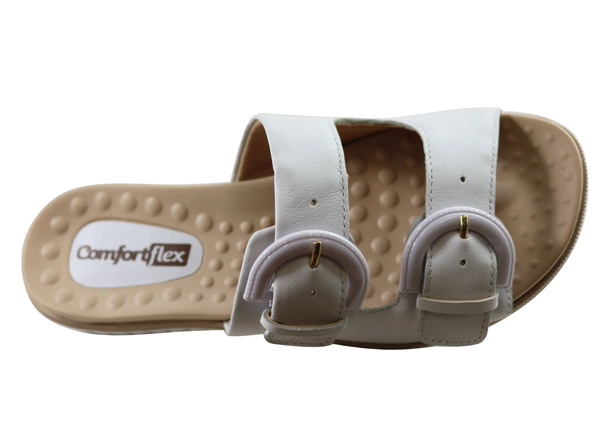 Comfortflex Daphine Womens Leather Slides Sandals Made In Brazil