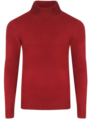 Craig Roll Neck Knitted Jumper in Red - Kensington Eastside