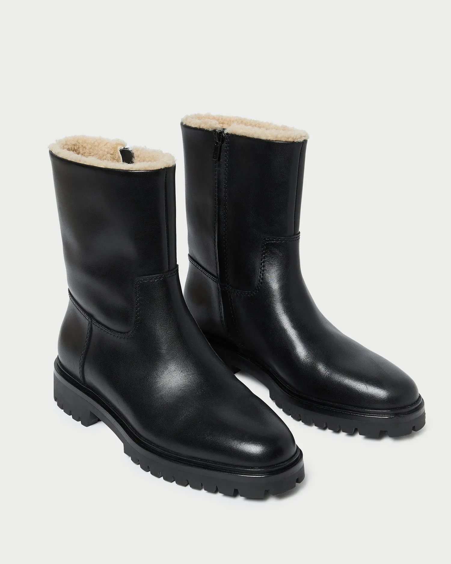 Damian Black Leather Lug Sole Boot