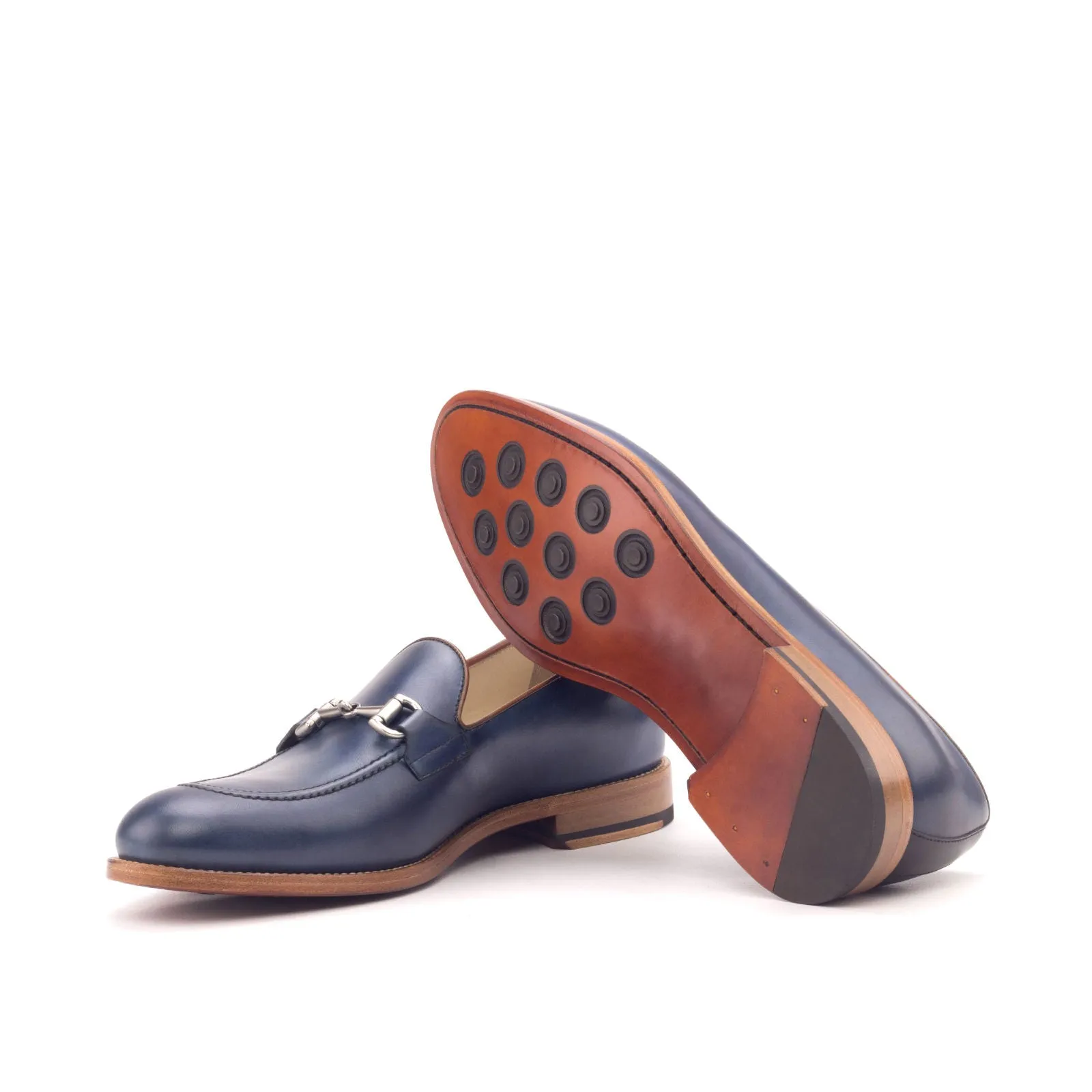 DapperFam Luciano in Navy / Black / Cognac Men's Italian Leather Loafer