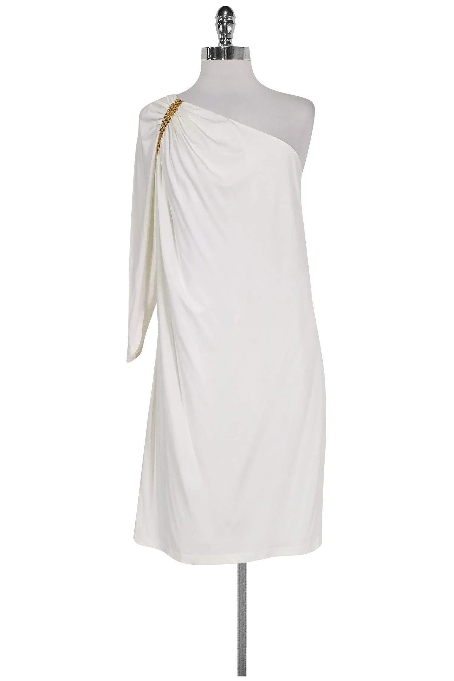 David Meister - White One Shoulder Dress Sz 12