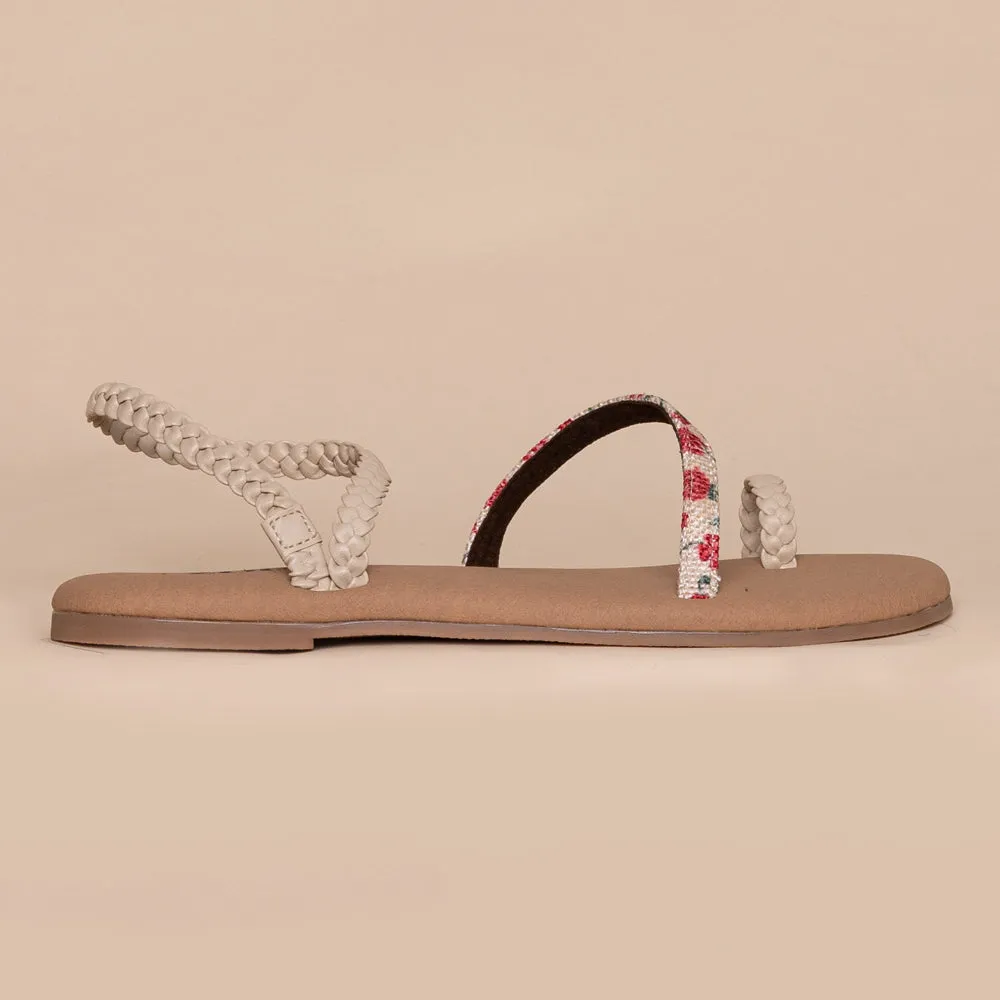 Deccan Garden Cream Braided Sandal