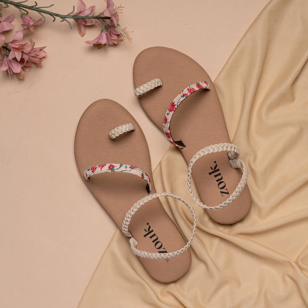 Deccan Garden Cream Braided Sandal