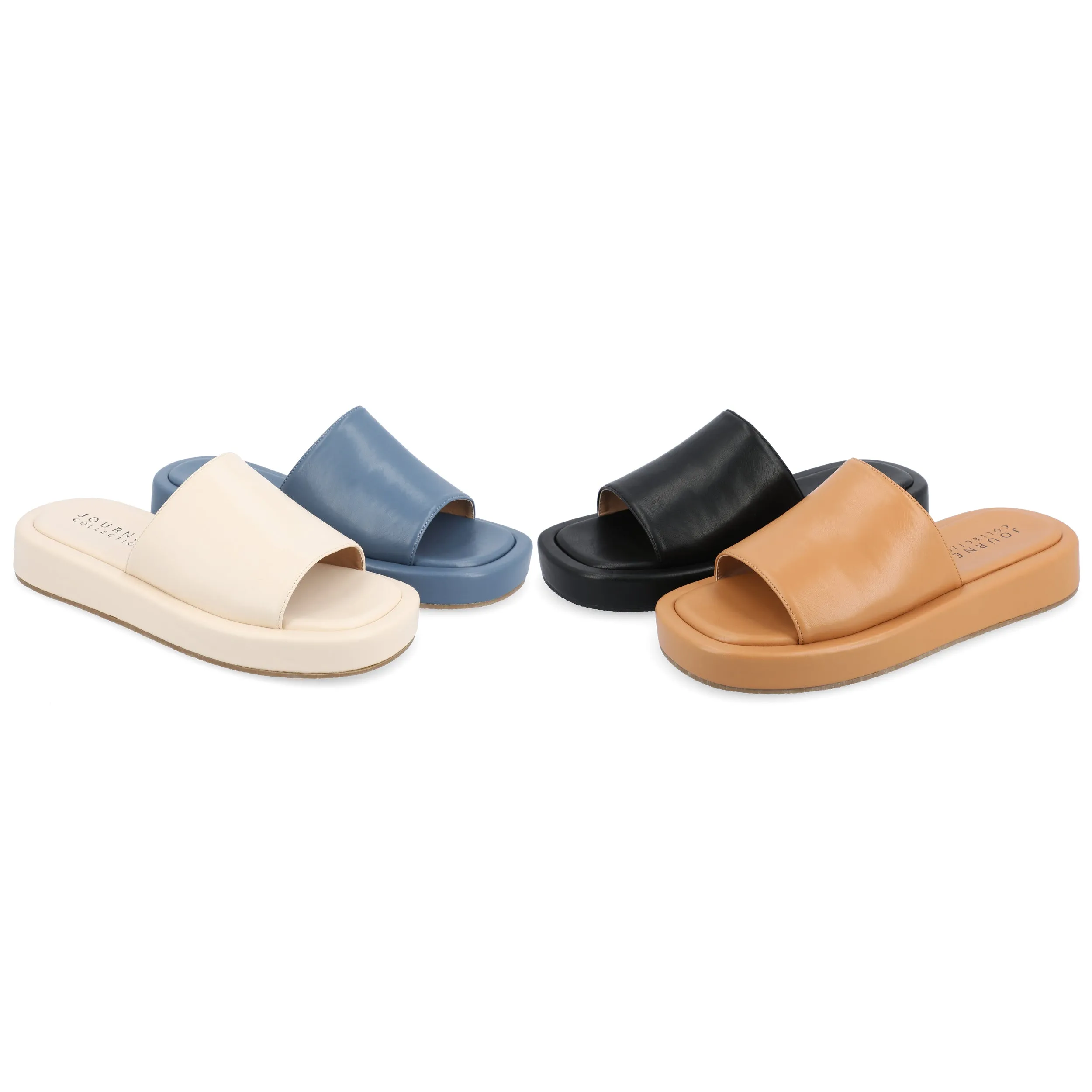 DENRIE SLIDE SANDALS IN FAUX LEATHER