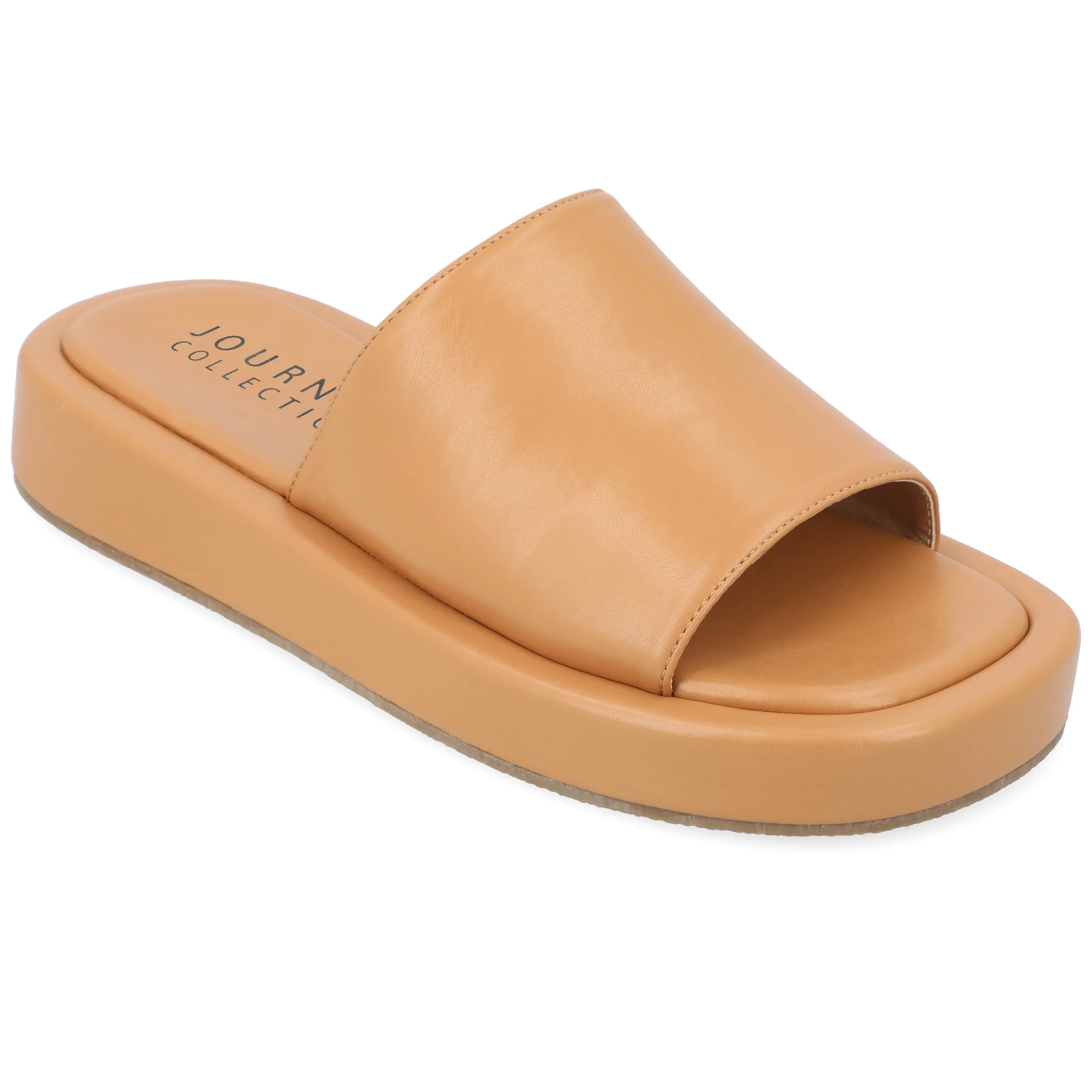 DENRIE SLIDE SANDALS IN FAUX LEATHER