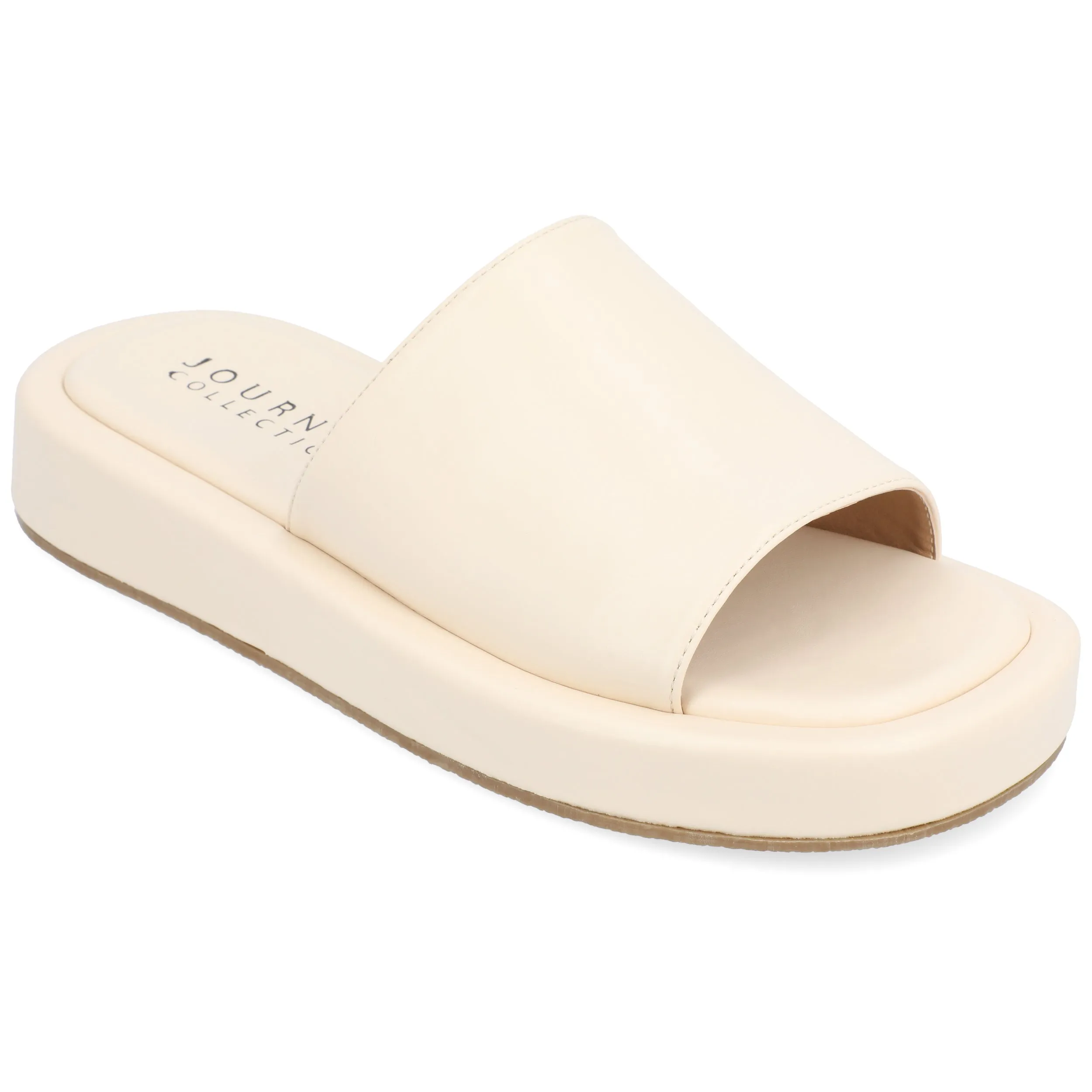 DENRIE SLIDE SANDALS IN FAUX LEATHER