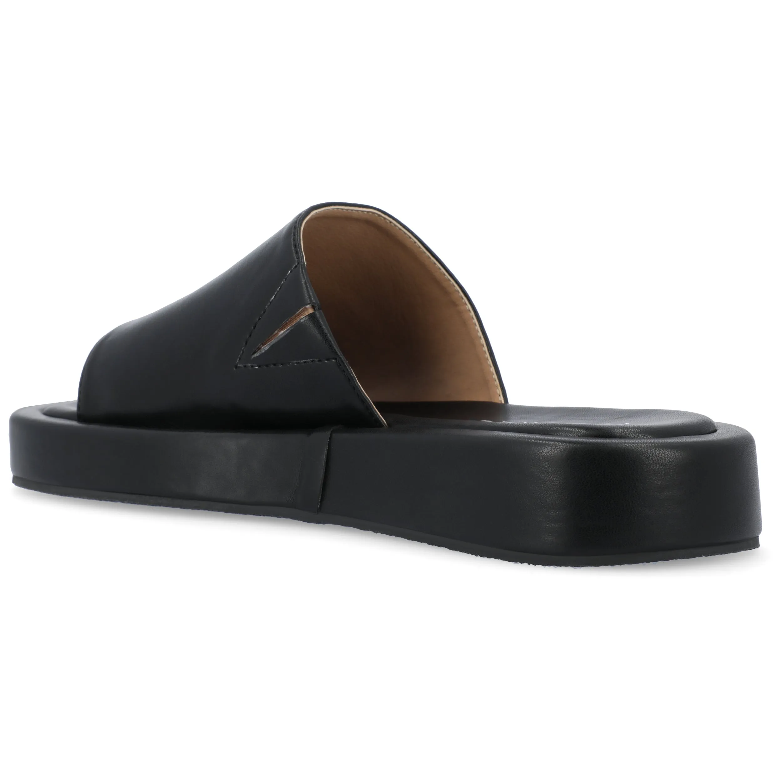 DENRIE SLIDE SANDALS IN FAUX LEATHER