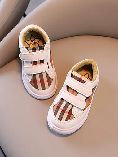 Designer Inspired Plaid Velcro Sneakers by Liv and Mia