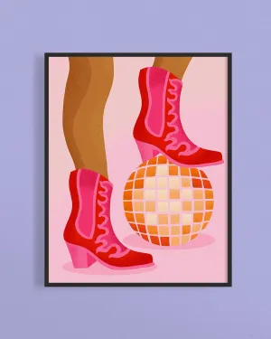 Disco Cowgirl Art Print