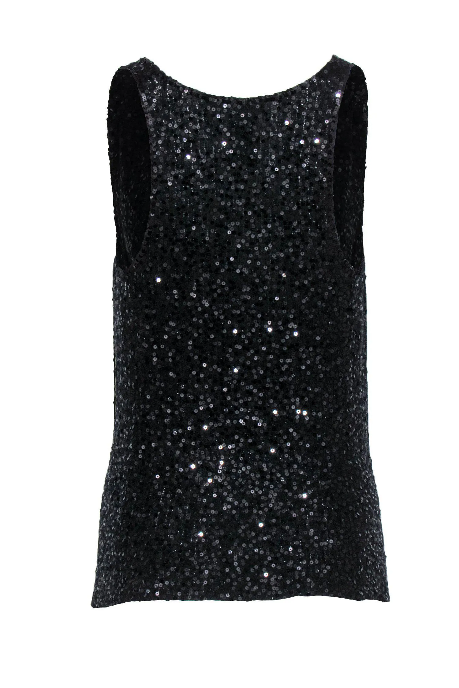 Donna Karan - Black Sequin Knit Cowl Neck Tank Sz S