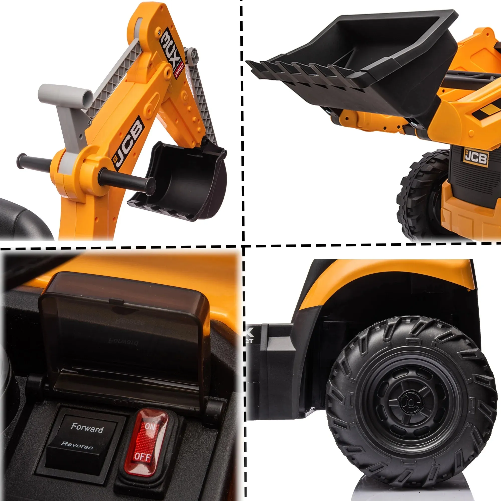 Electric Ride on Excavator for Kids, Licensed JCB 12V Ride-On Construction Toys with Remote