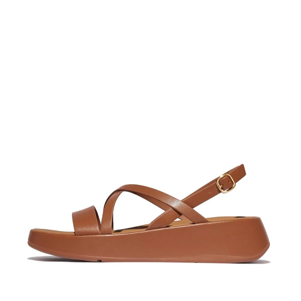 FitFlop F-Mode Leather Strappy Backstrap Flatform Sandals - Deep Tan