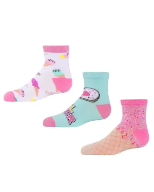 Ice Cream Girls Cotton Blend Ankle Socks 3-Pack