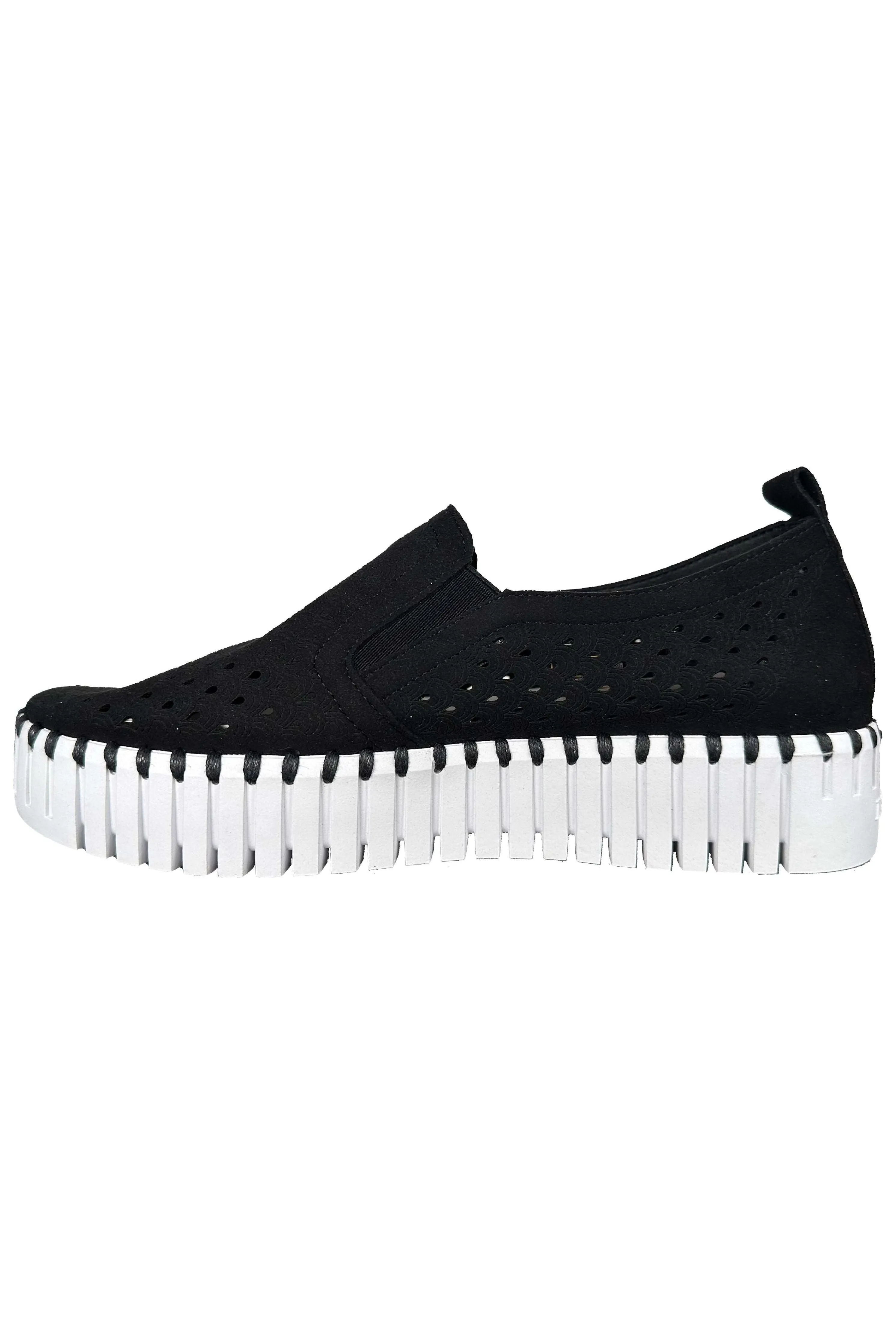 Ilse Jacobsen Hornbæk Tulip 141WOM Platform Sneakers  | Black Laser Cut Perforated Sneakers