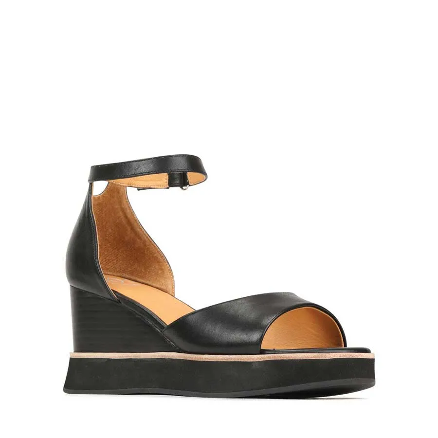 JUNAH LEATHER WEDGE SANDALS