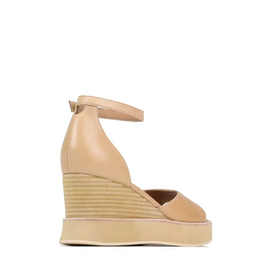 JUNAH LEATHER WEDGE SANDALS