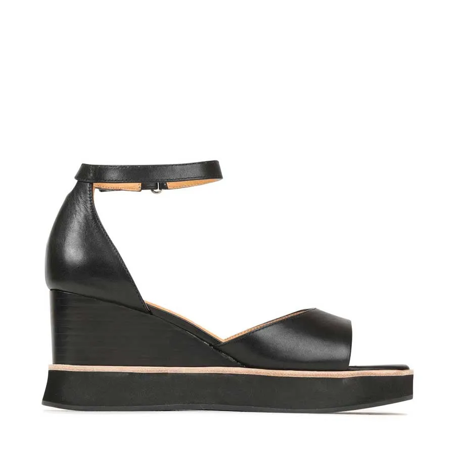 JUNAH LEATHER WEDGE SANDALS