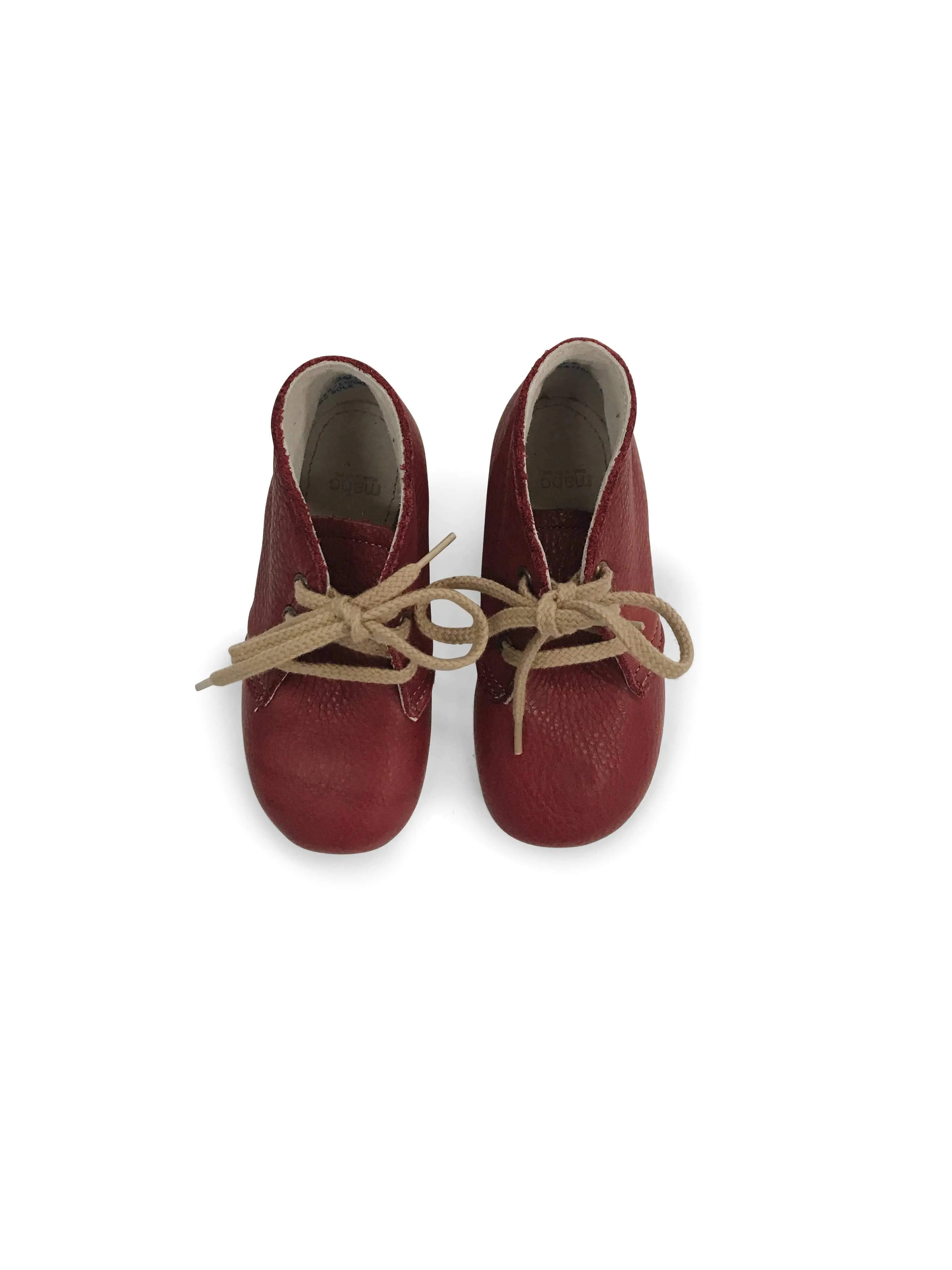 lace-up leather boots in burgundy leather