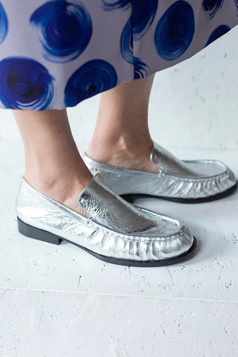 Leather Loafers - Silver