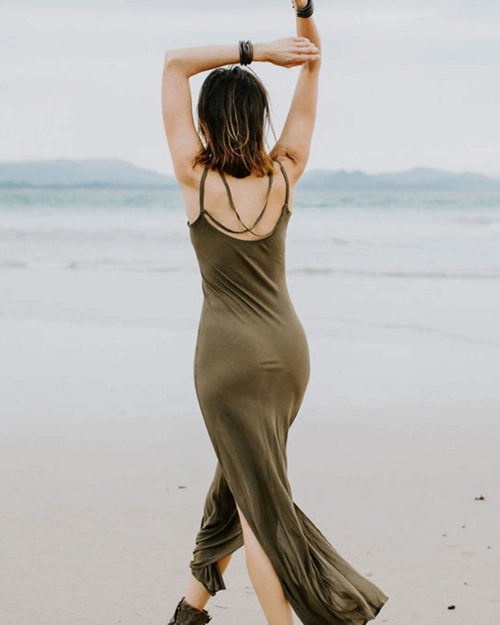 Long Slip Dress - Olive