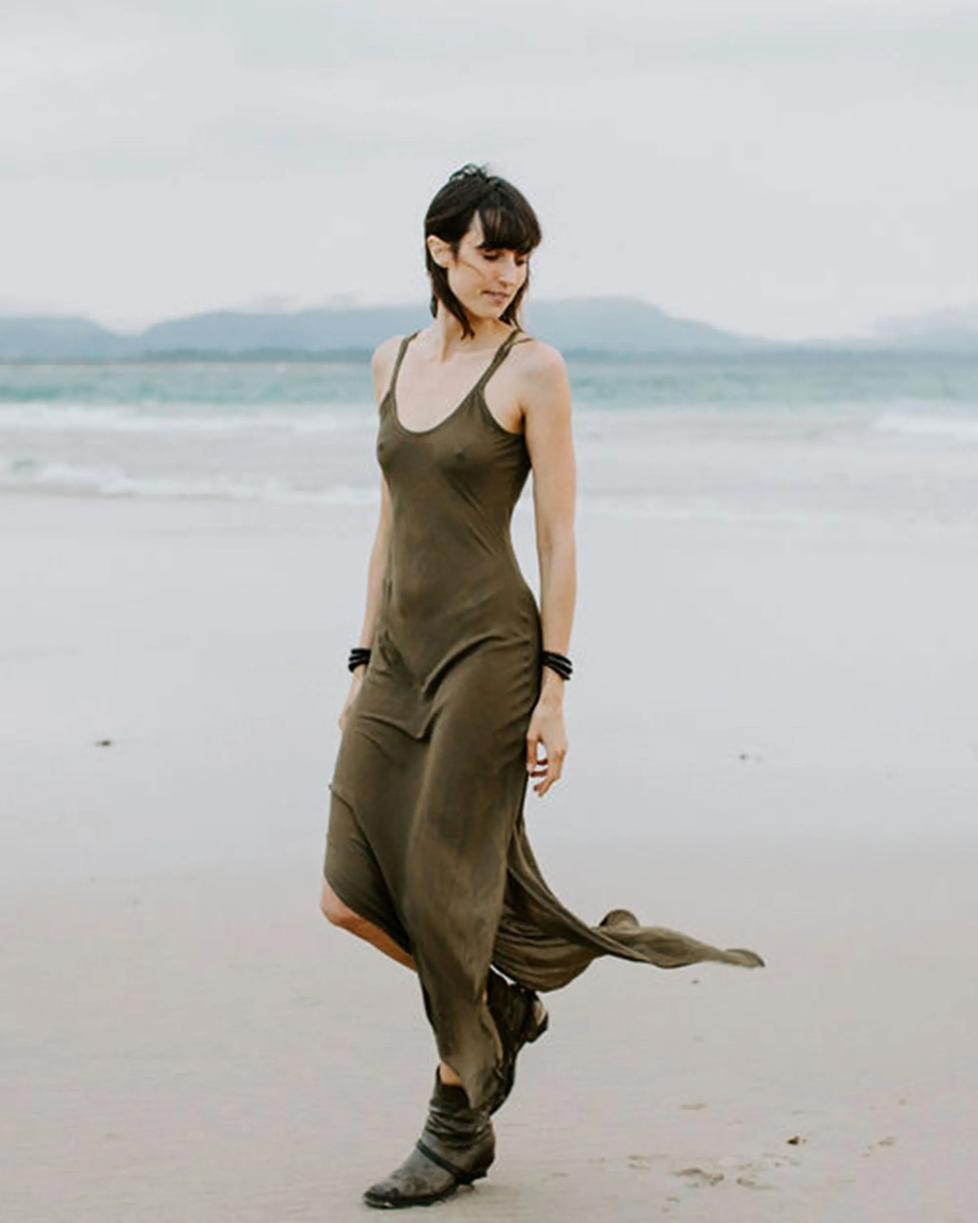 Long Slip Dress - Olive