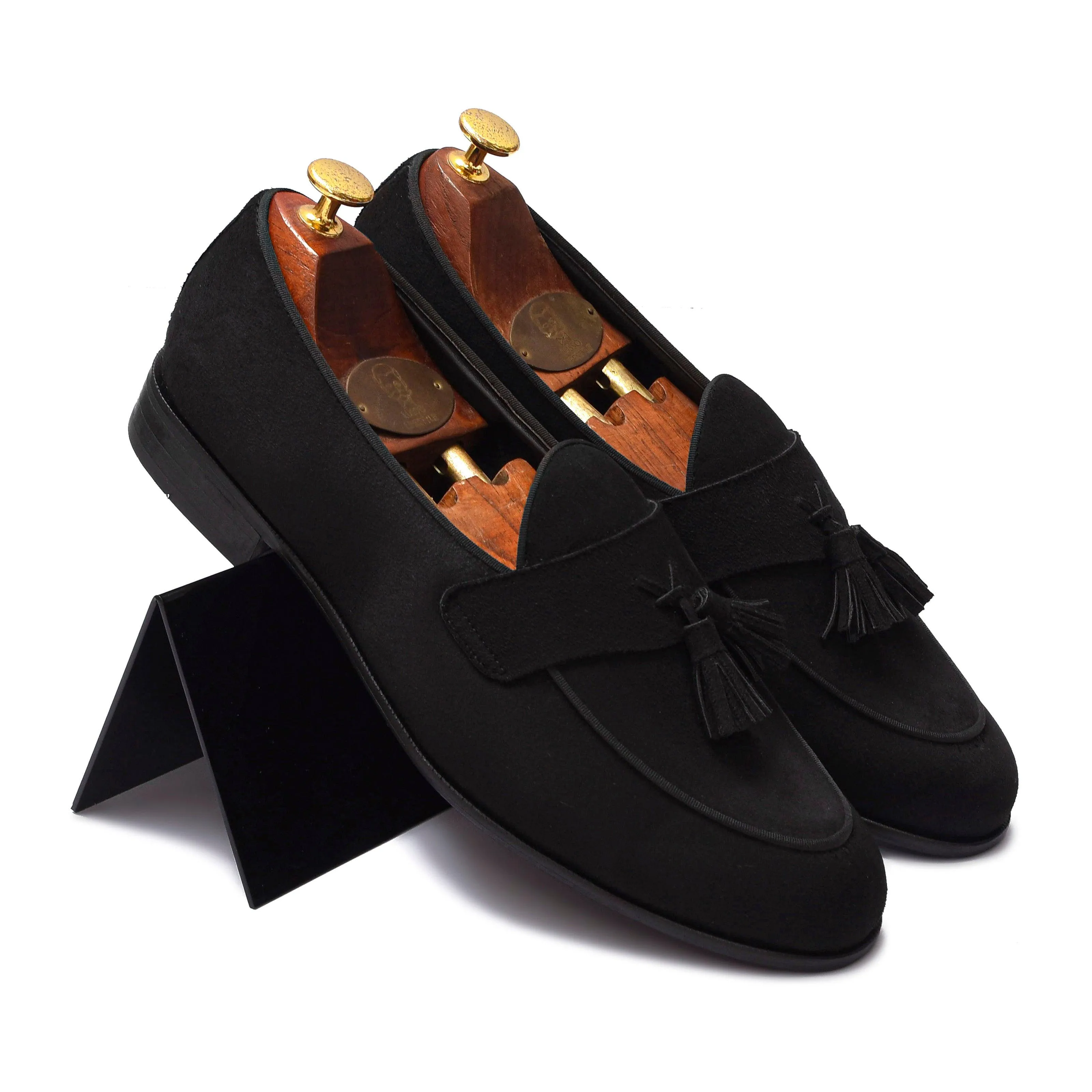 LUNA | BLACK SUEDE TASSEL SLIP-ON