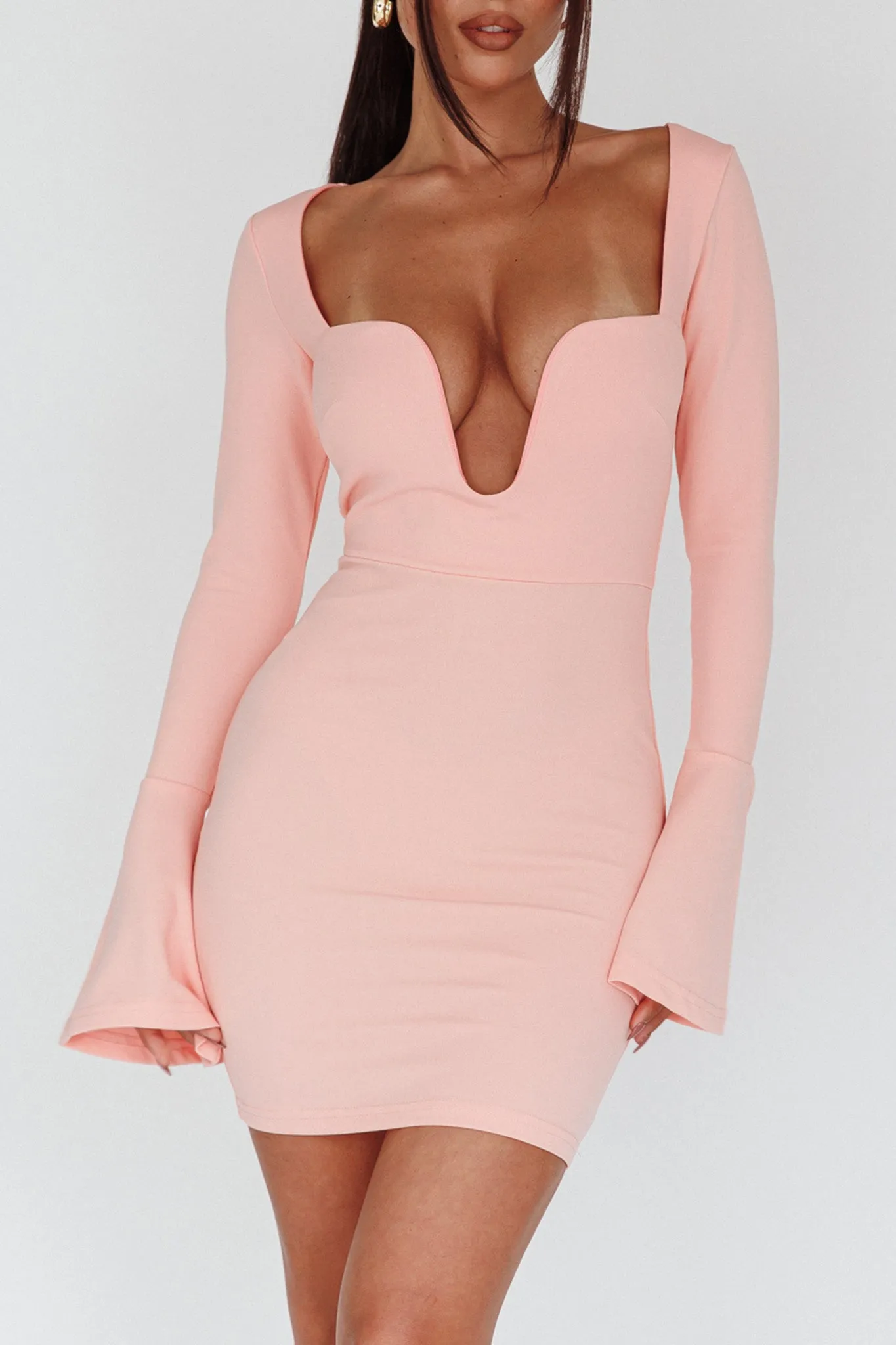 Maris Flared Cuff Mini Dress Baby Pink