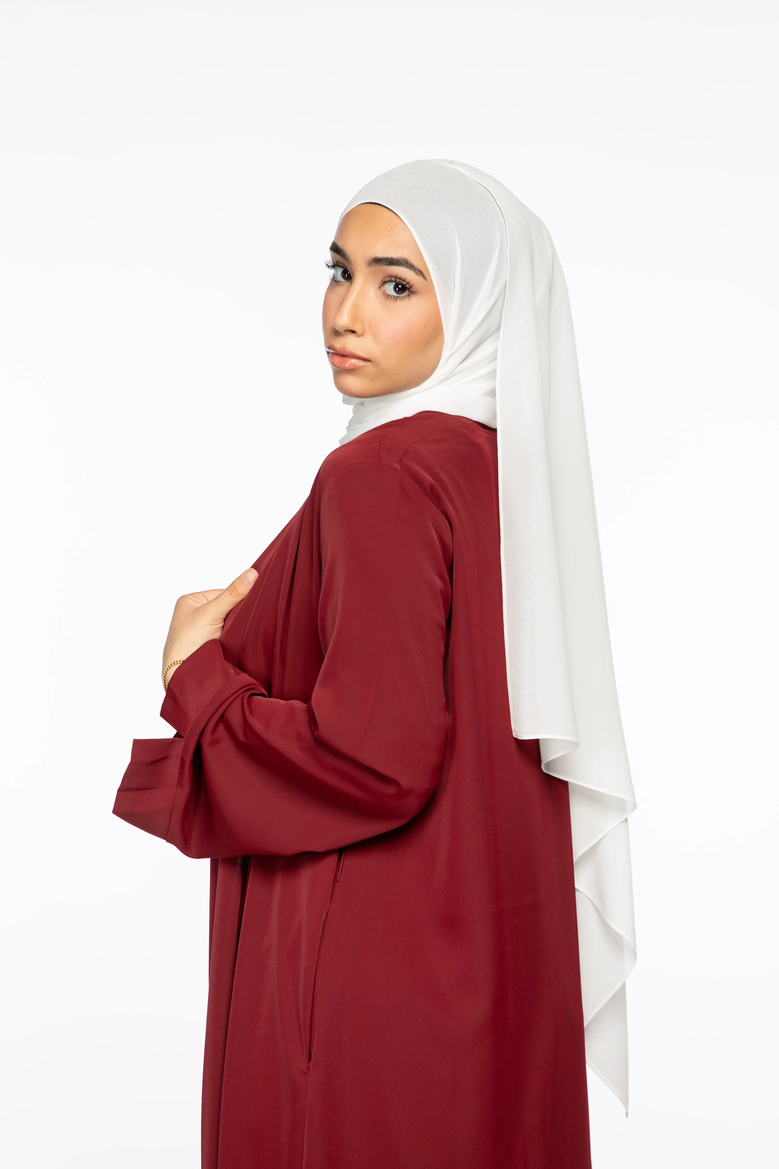 Marwa 3 piece Abaya Set - Maroon