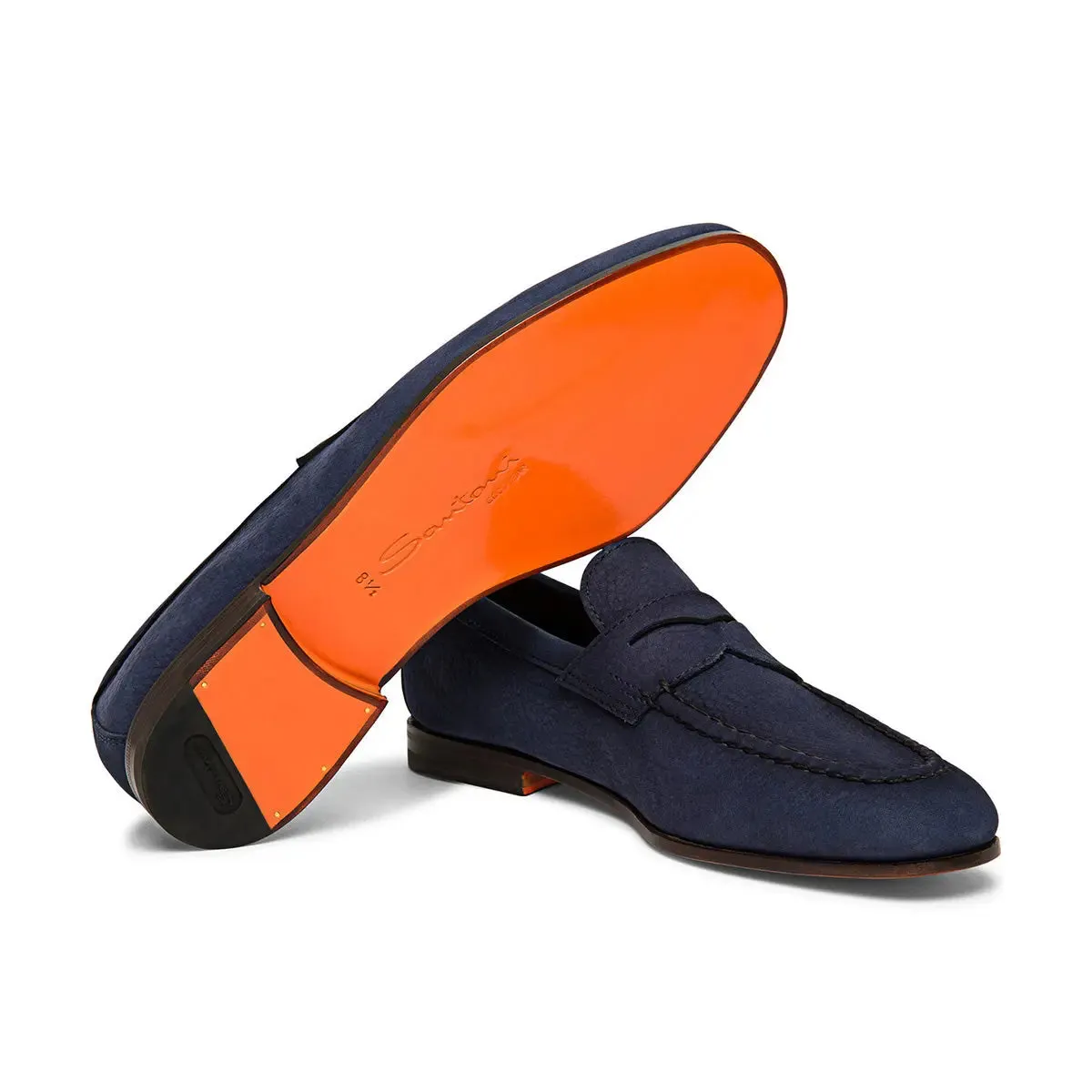 Navy Blue Nubuck Penny Loafer