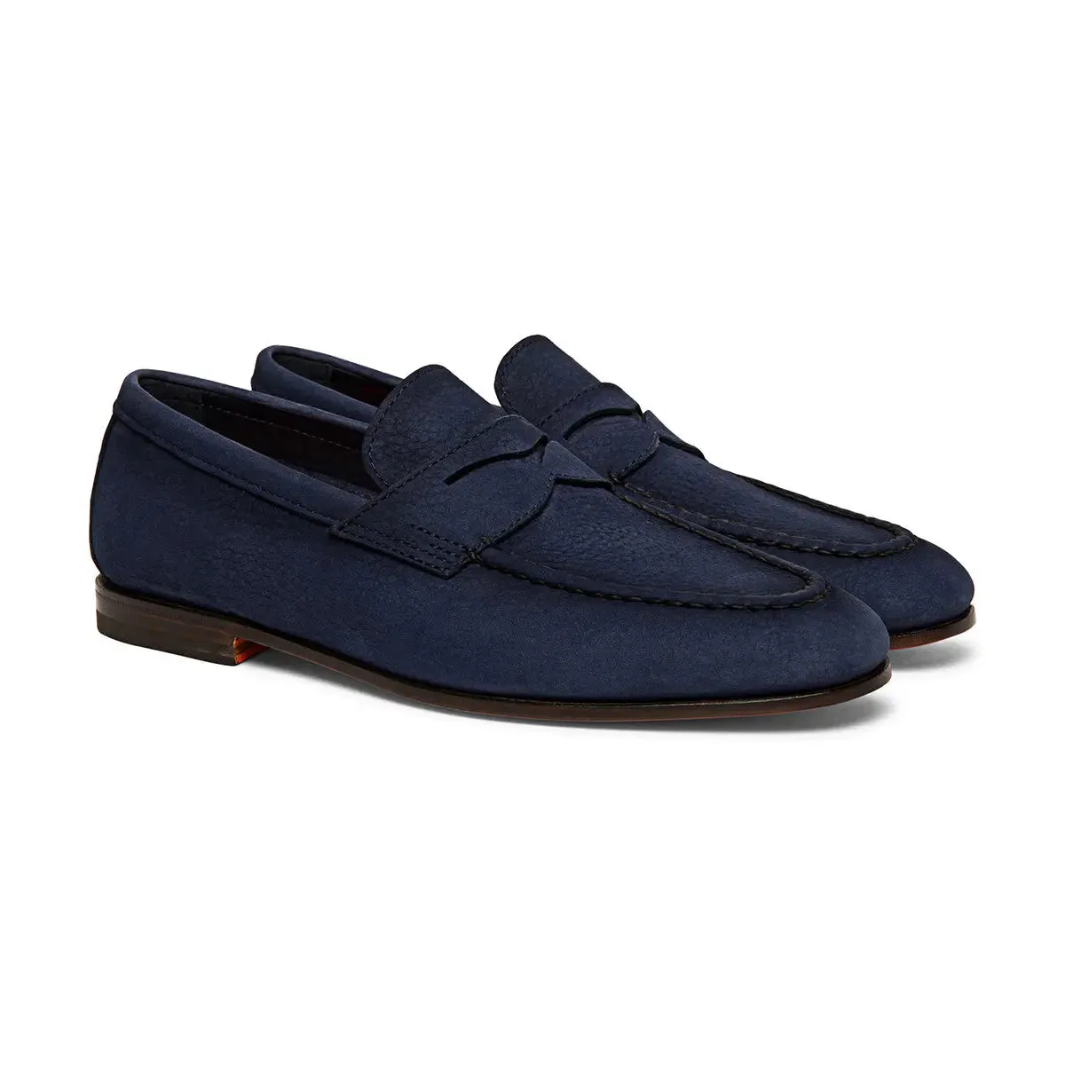 Navy Blue Nubuck Penny Loafer