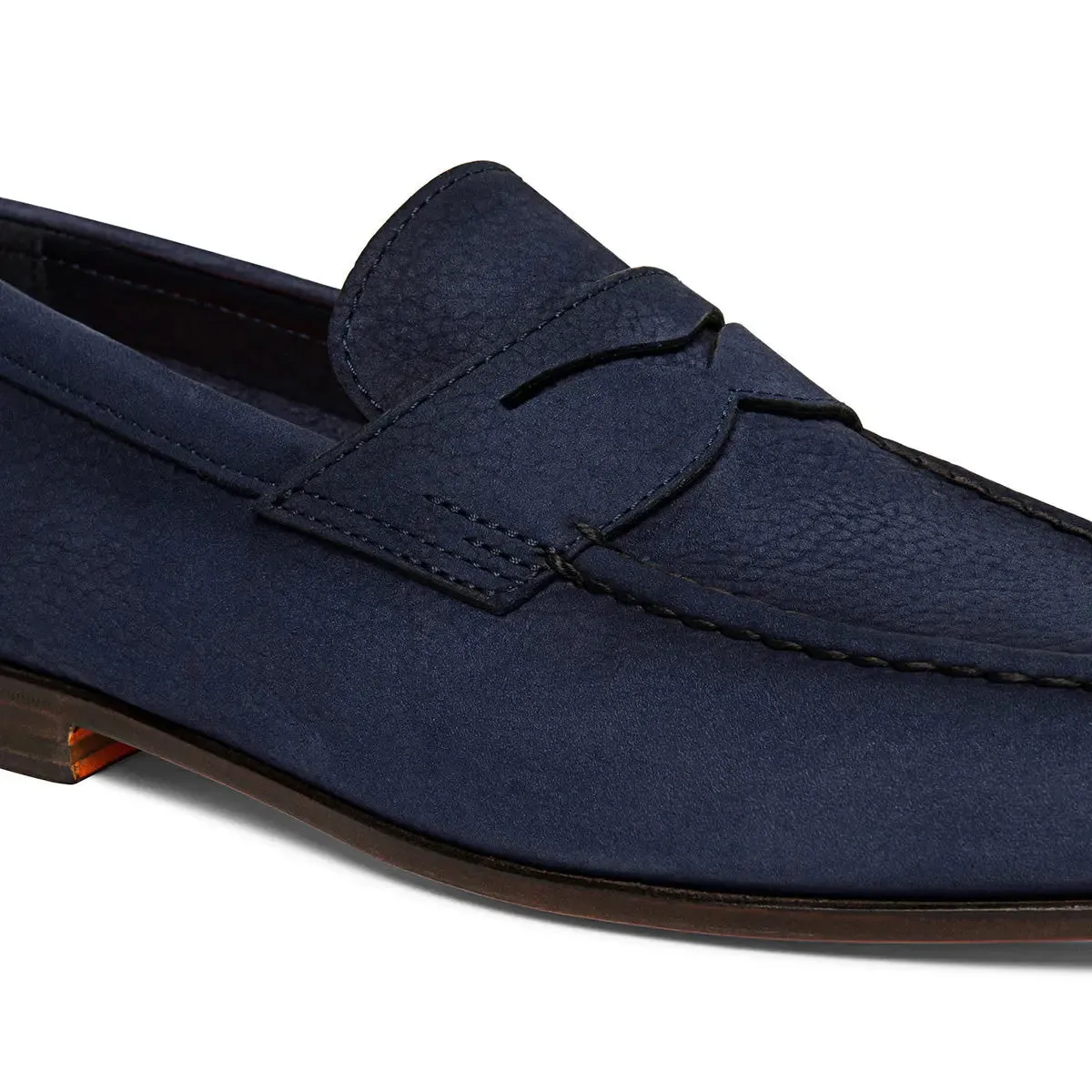 Navy Blue Nubuck Penny Loafer