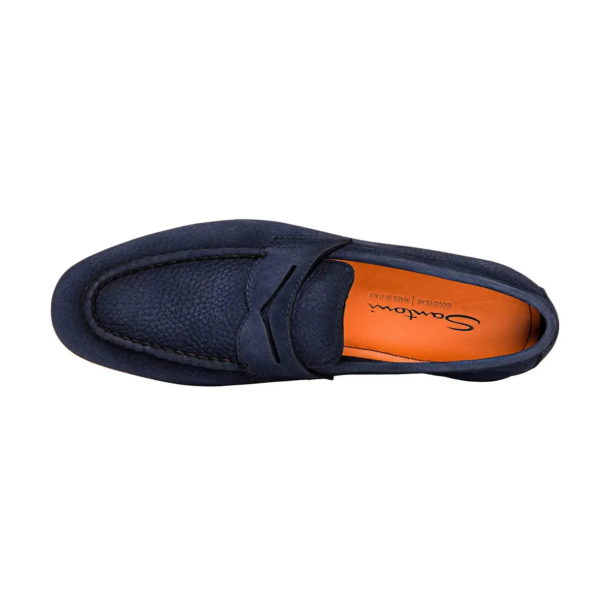 Navy Blue Nubuck Penny Loafer