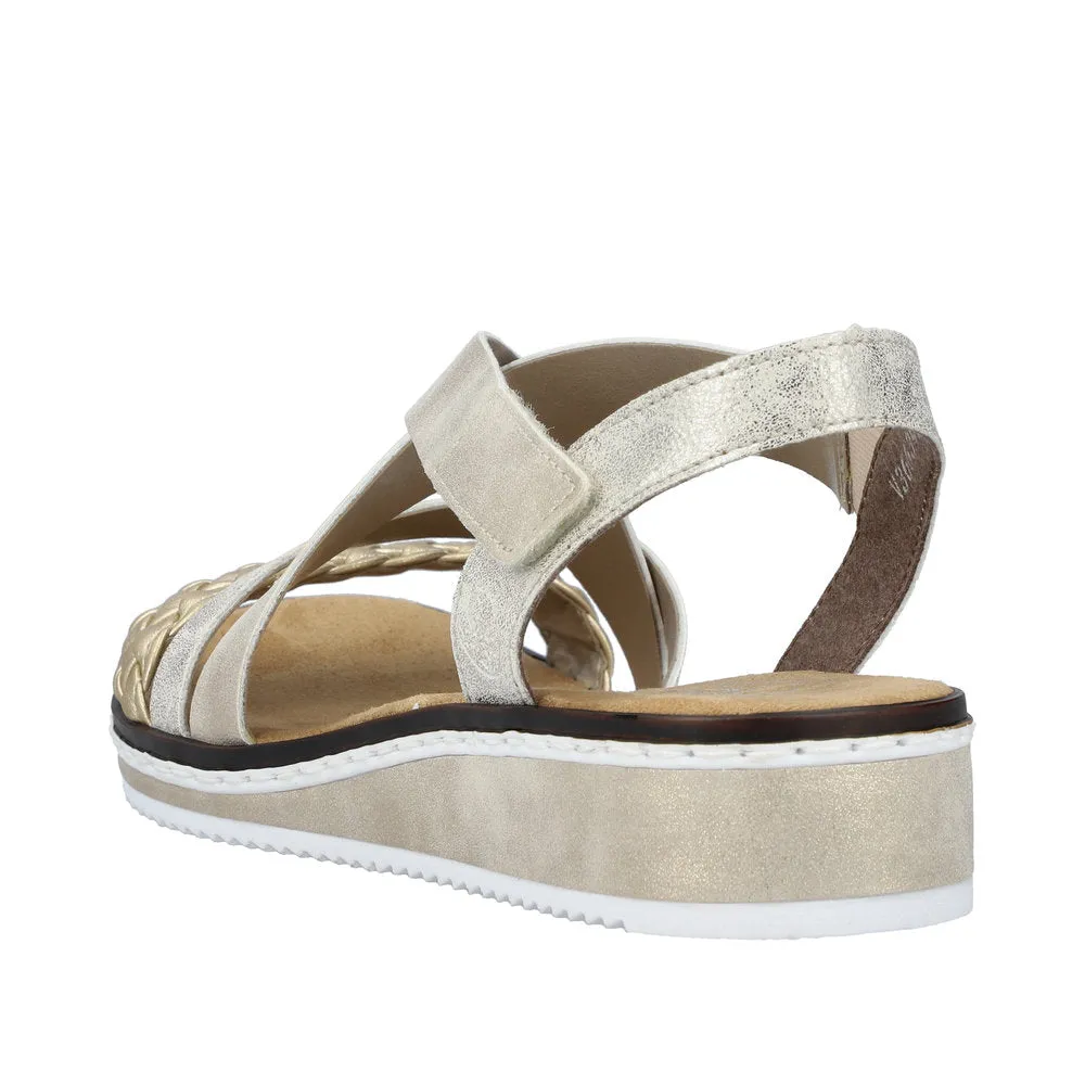 Rieker V3663-90 Ladies Metallic Touch Fastening Sandals