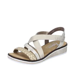 Rieker V3663-90 Ladies Metallic Touch Fastening Sandals