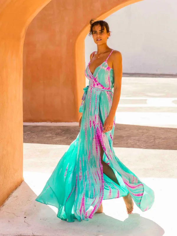 Silk Wrap Slip Maxi Dress