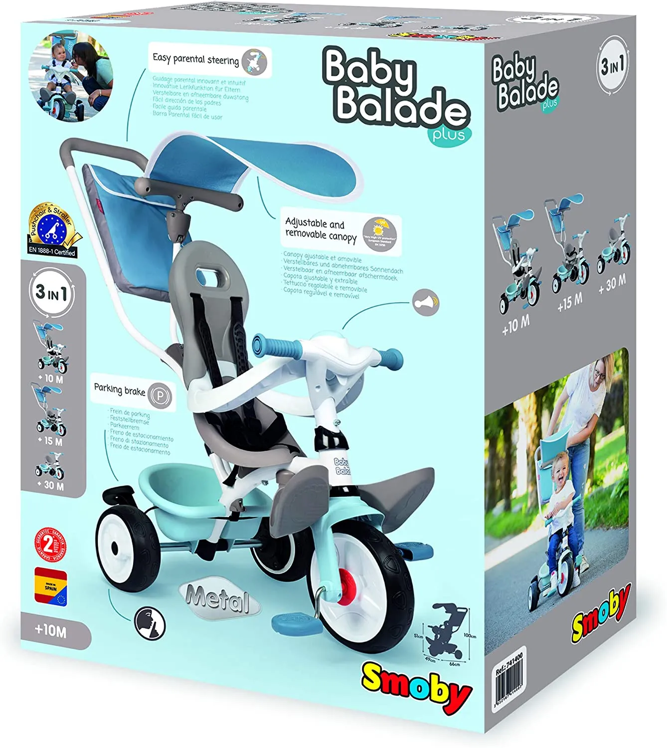 Smoby - Baby Balade Plus Tricycle Blue